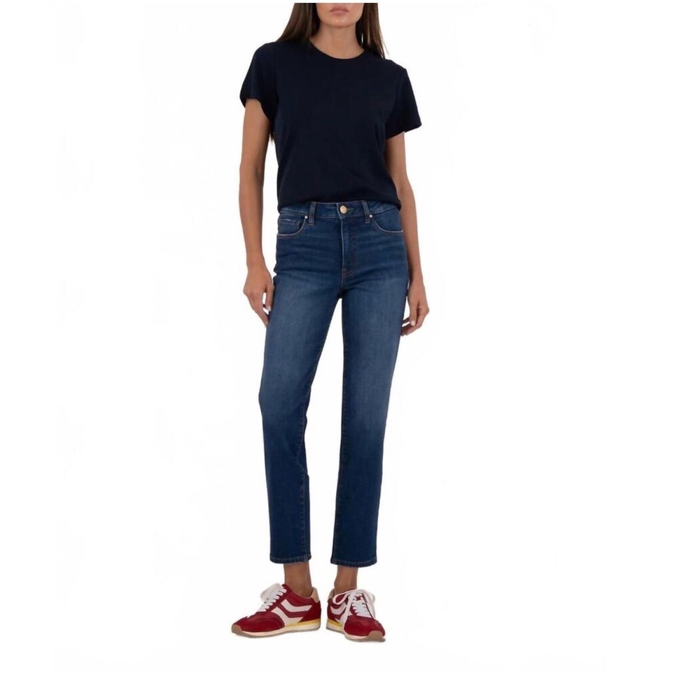 Kut from the Kloth Reese Fab‎ Ab High Rise Ankle Straight Leg Jeans Dark Wash 8